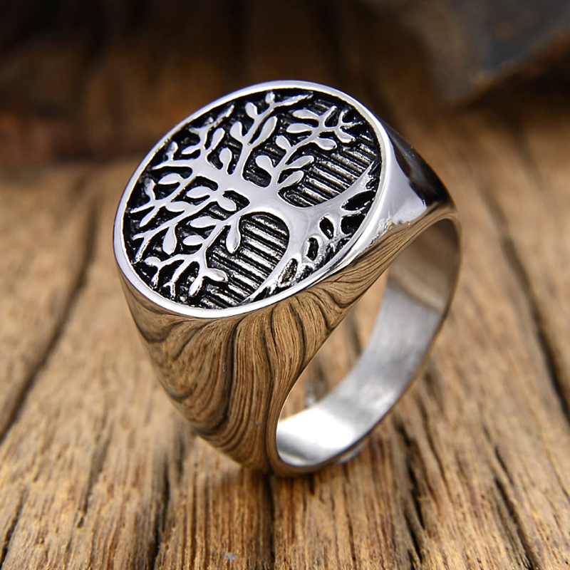 Gothic Skull Ring - Classic Tree of Lift Signet Ring