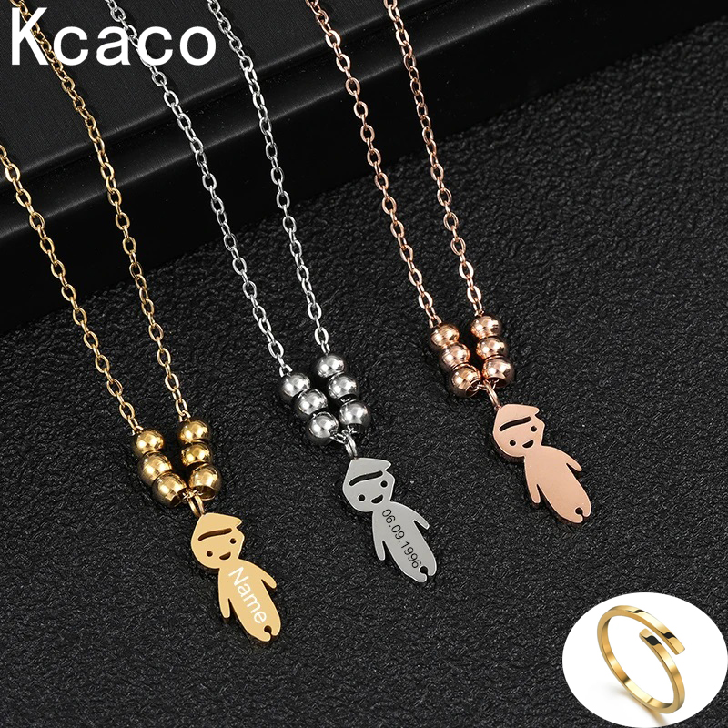 Engraved Name Necklace - Personalised Boy Girl Pendant Necklace and
