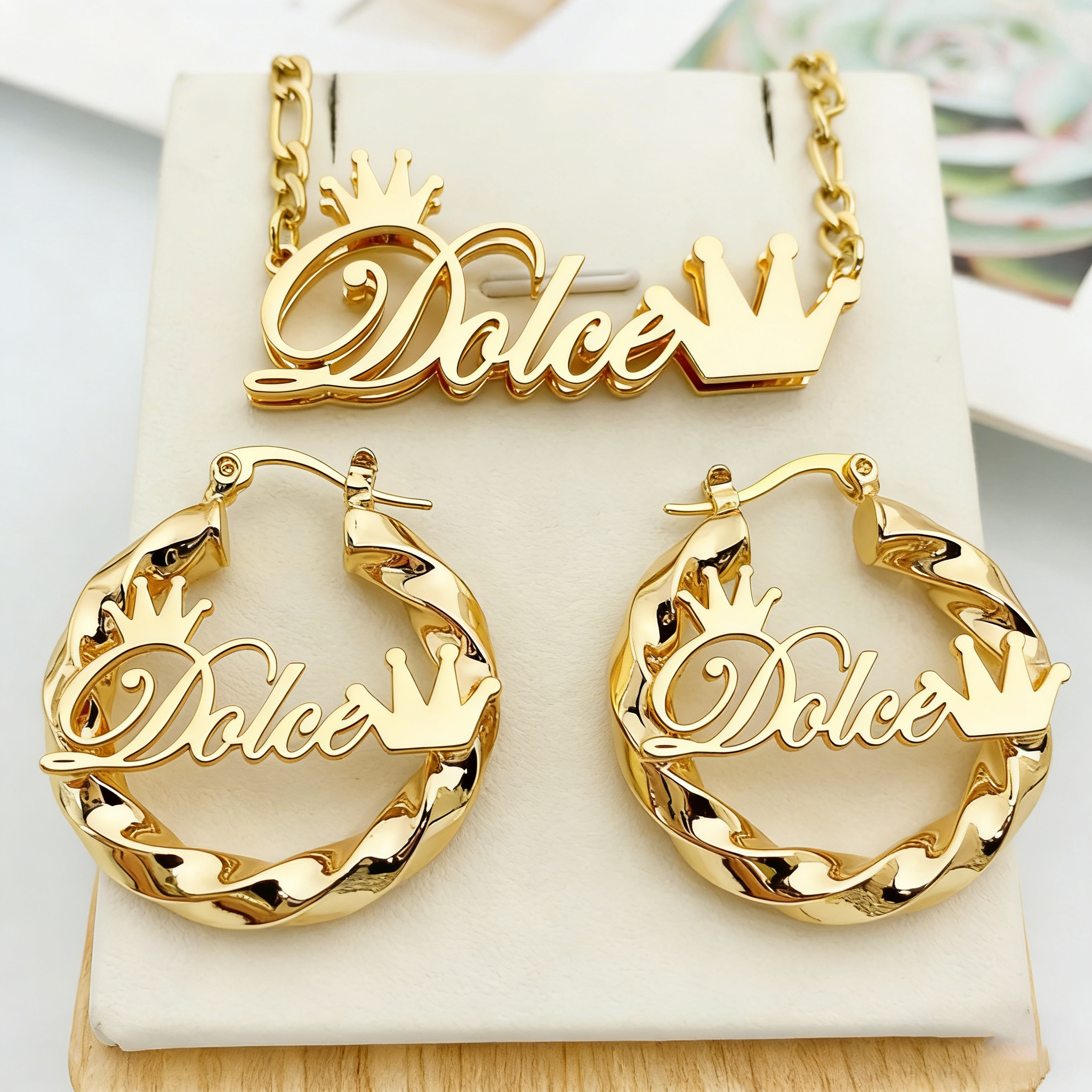 Engraved Name Necklace - DUOYING Custom Name Jewelry Set Cuba