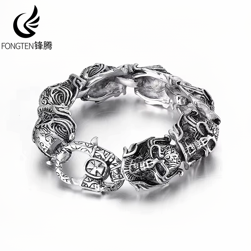 Gothic Skull Ring - Fongten Gothic 20cm Bracelet for Men