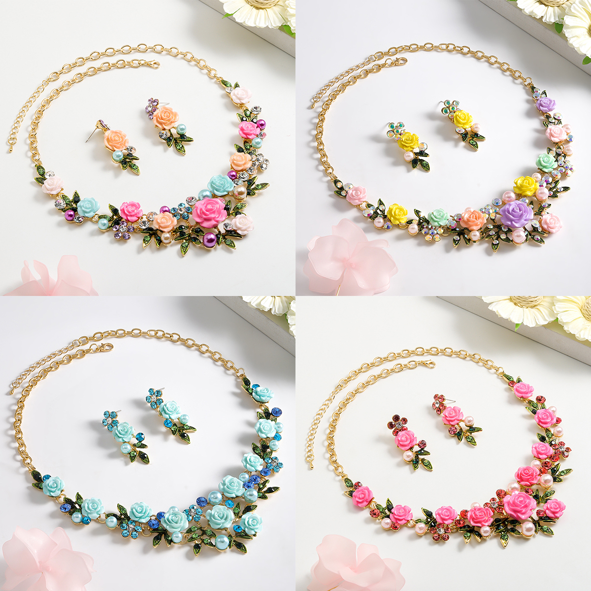 Eve Jewelry & Watches Distribuidor Oficial Rolex Buenos Aires - girlgo 3pcs/set Magnificent Resin Flower Necklace