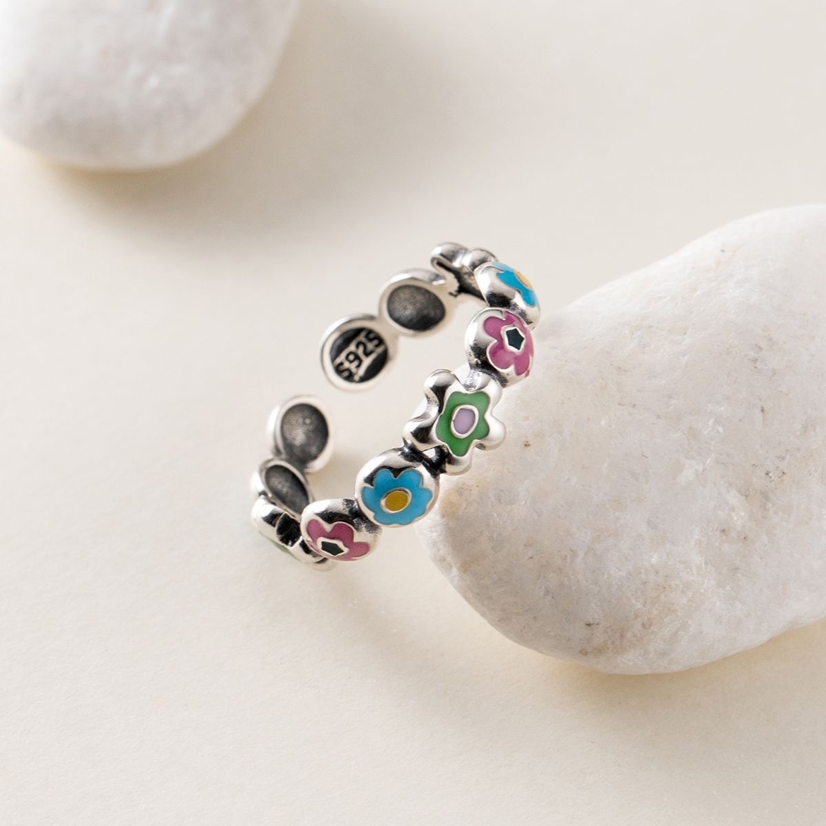 Statement Cocktail Ring - Minimalist 925 Sterling Silver Flolwer Rings