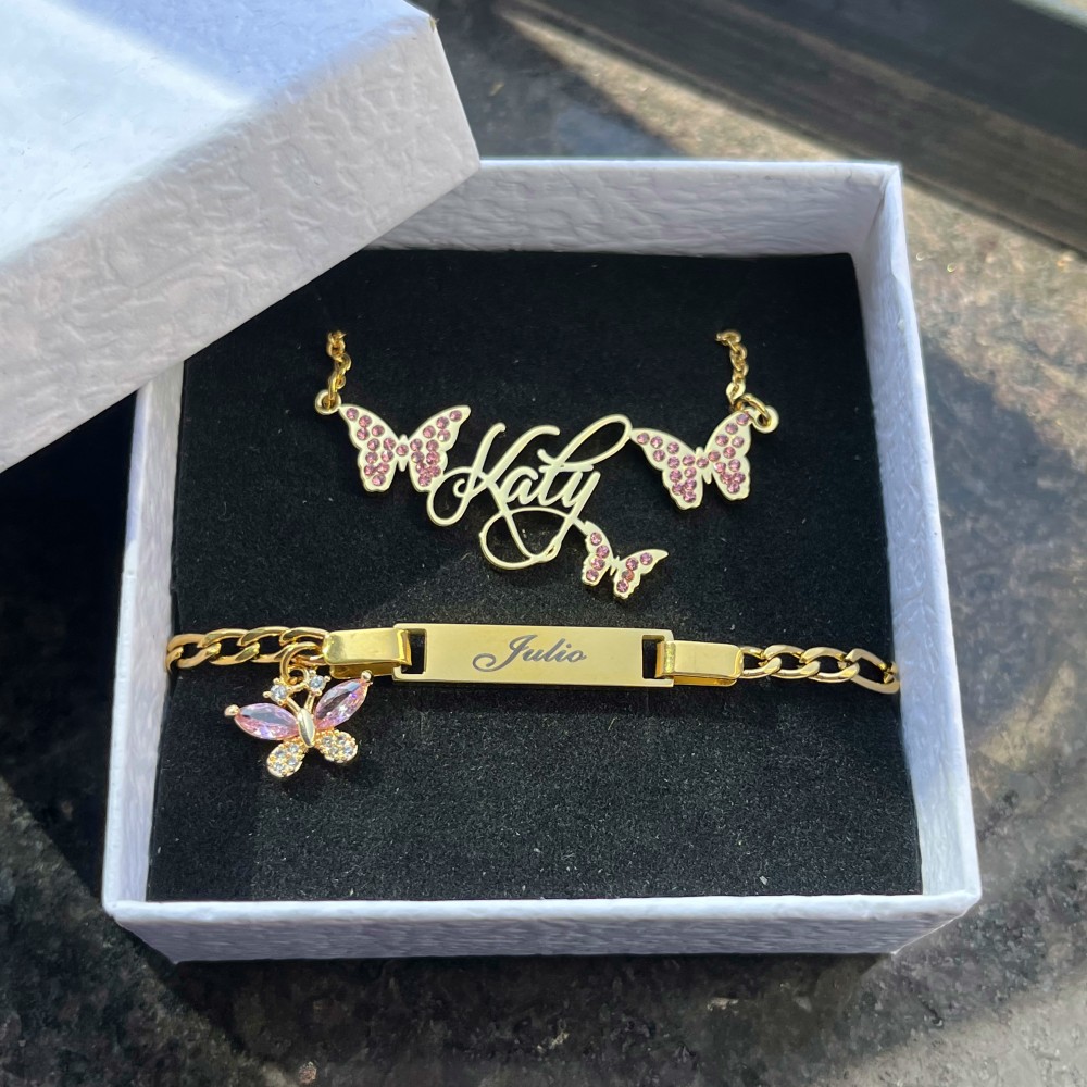 DUOYING Custom Pink Butterfly  - Engraved Name Necklace 리뷰 및 가격