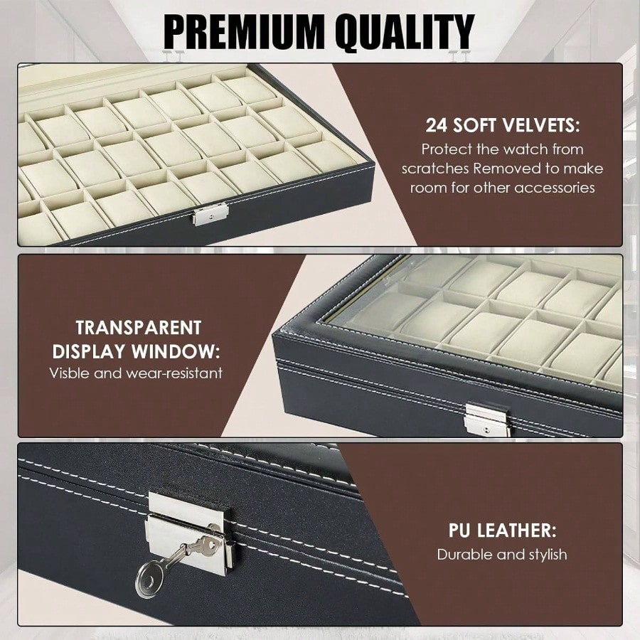 Watch Box 24 Slots Elegant Por - Jewelry Box That Holds Watches 리뷰 및 가격