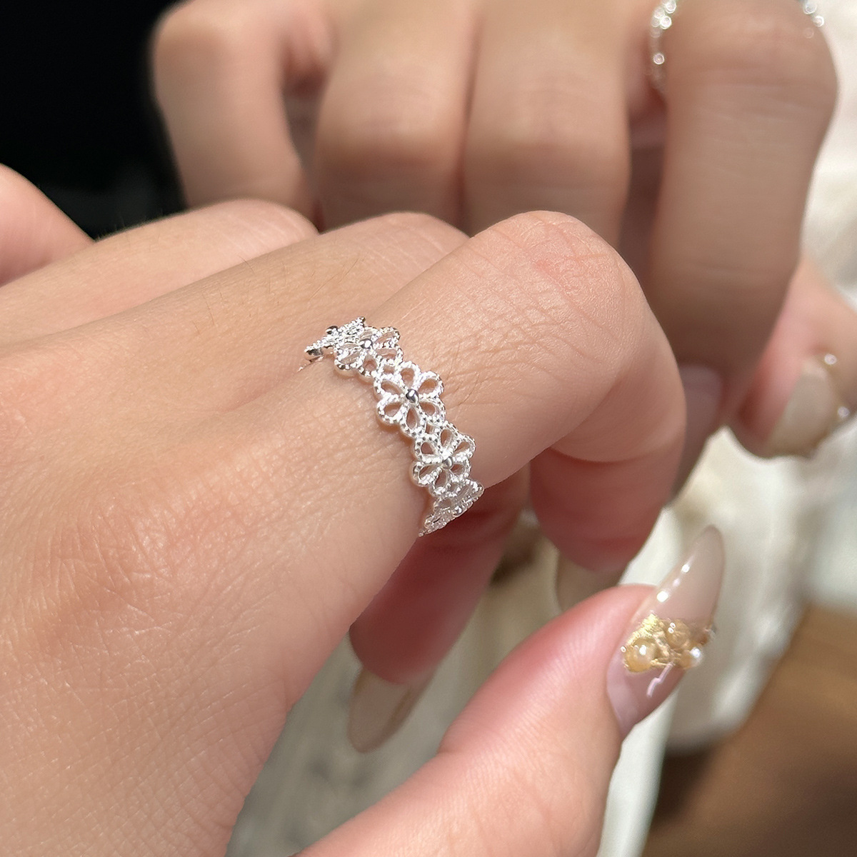 925 Sterling Silver Hollowed F - Statement Cocktail Ring 리뷰 및 가격