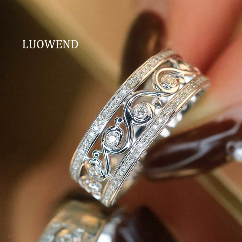 LUOWEND 100% 18K White Gold Ri - Statement Cocktail Ring 리뷰 및 가격