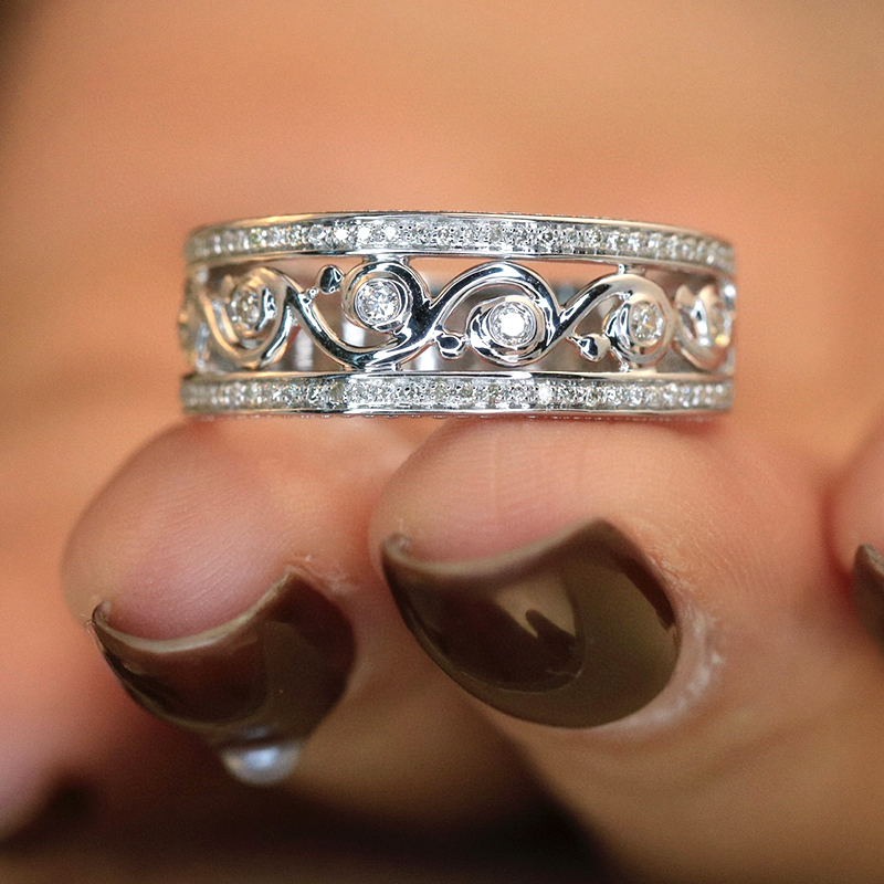 LUOWEND 100% 18K White Gold Ri - Statement Cocktail Ring 리뷰 및 가격