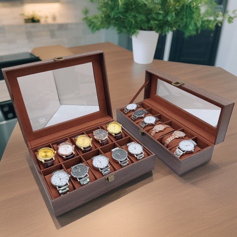 Wood Watch Box 6/10/12 Grids W - Jewelry Box That Holds Watches 리뷰 및 가격