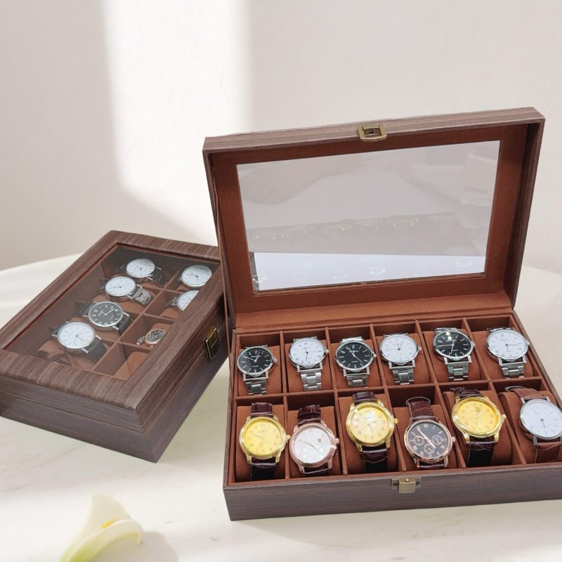 Wood Watch Box 6/10/12 Grids W - Jewelry Box That Holds Watches 리뷰 및 가격
