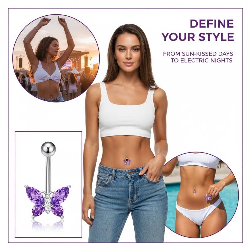 1Pcs Purple Zircon Dangle Bell - Titanium Steel Ring 리뷰 및 가격