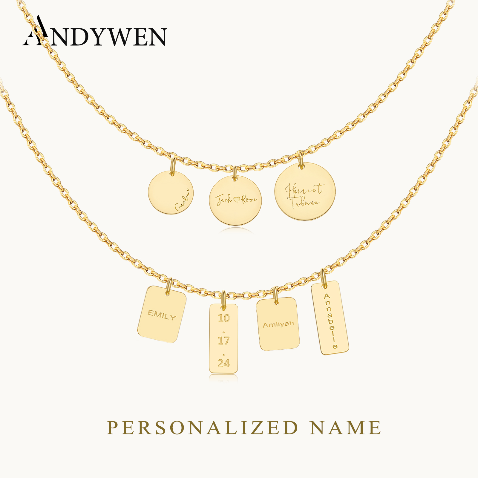 ANDYWEN 925 Sterling Silver Pe - Engraved Name Necklace 리뷰 및 가격