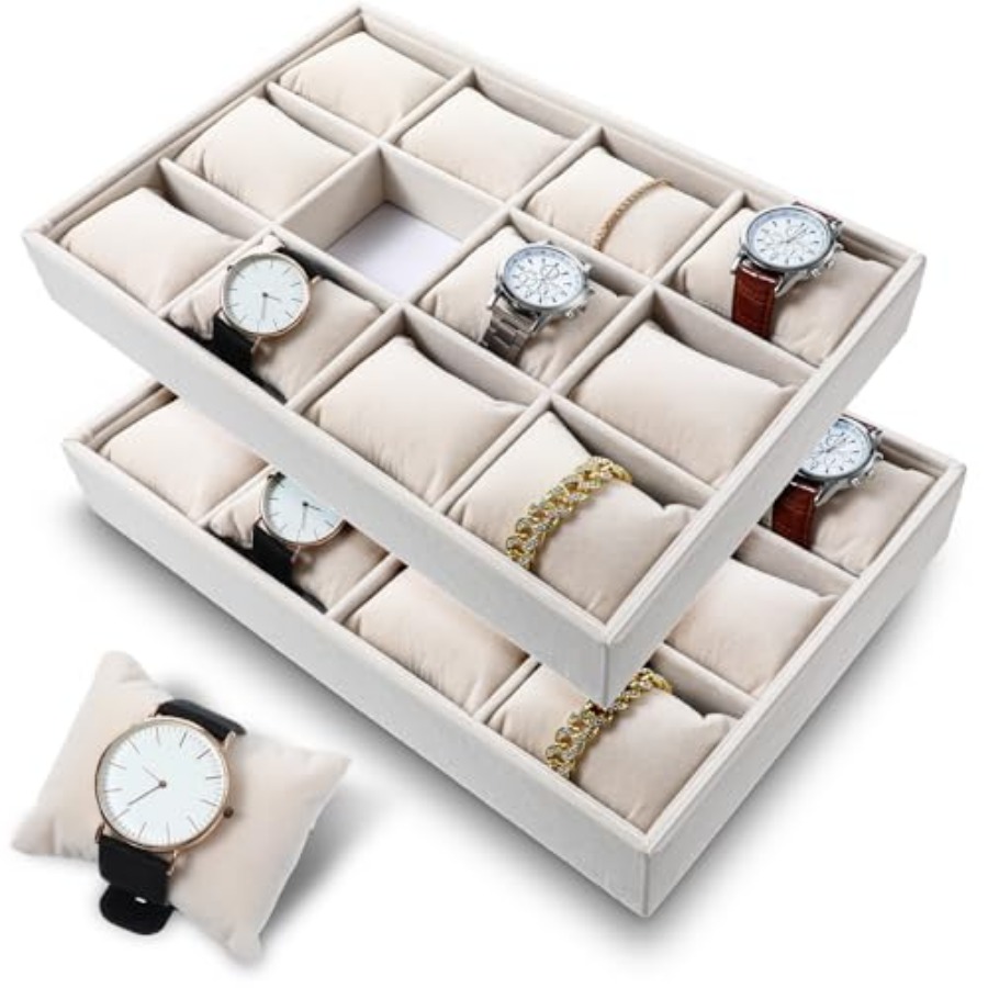 2 Pcs Beige Velvet Jewelry Org - Jewelry Organizer Watches 리뷰 및 가격