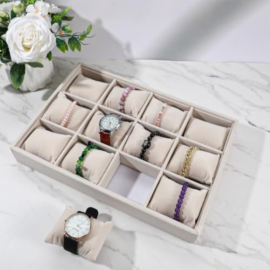2 Pcs Beige Velvet Jewelry Org - Jewelry Organizer Watches 리뷰 및 가격