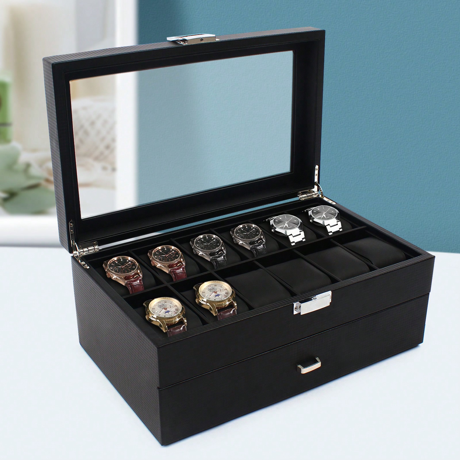 24 Slot Men Watch Display Case - Jewelry Organizer Watches 리뷰 및 가격