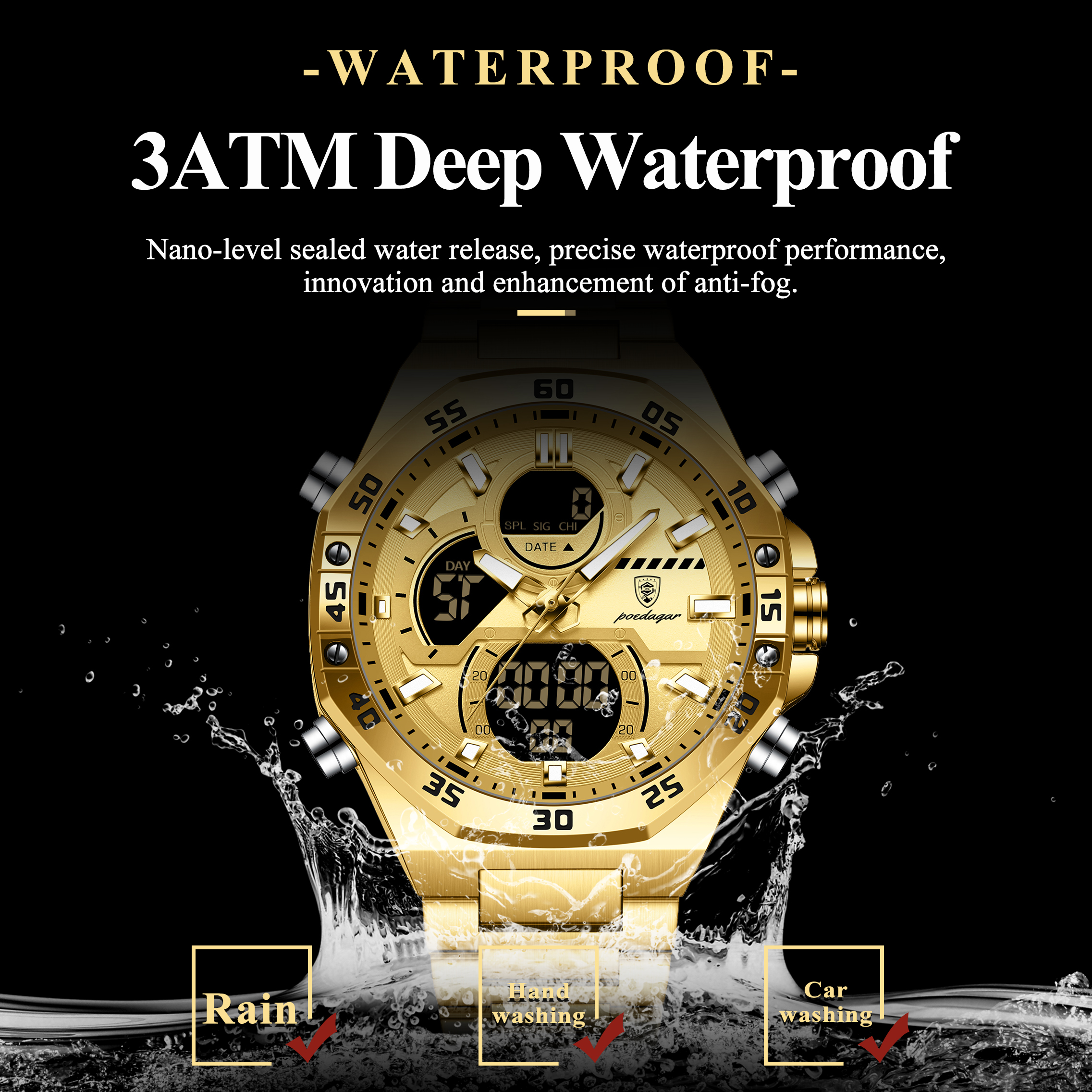 POEDAGAR Sport Men Watch LED W - Jewelry For Watches 리뷰 및 가격
