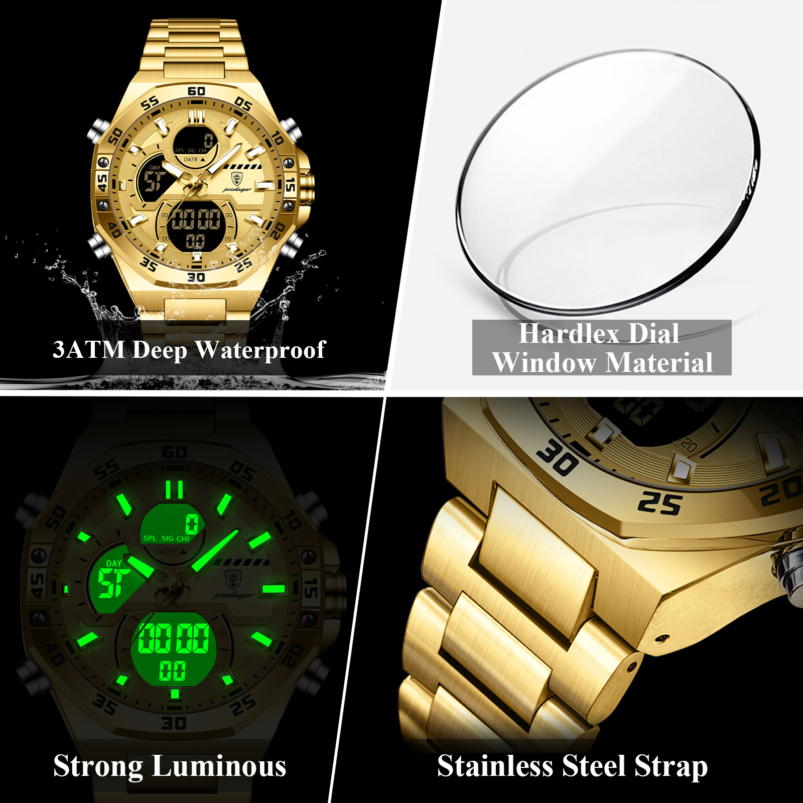 POEDAGAR Sport Men Watch LED W - Jewelry For Watches 리뷰 및 가격