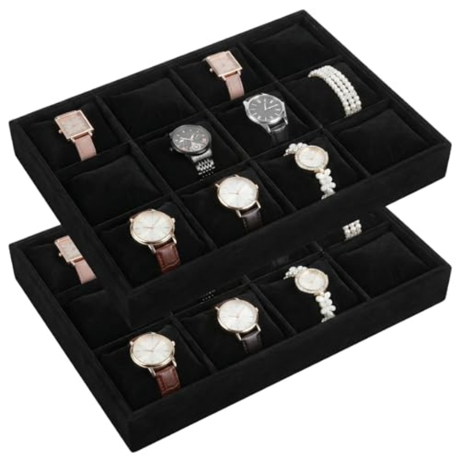 2 PCS Watch Tray, 12 Grid Watc - Jewelry Organizer Watches 리뷰 및 가격