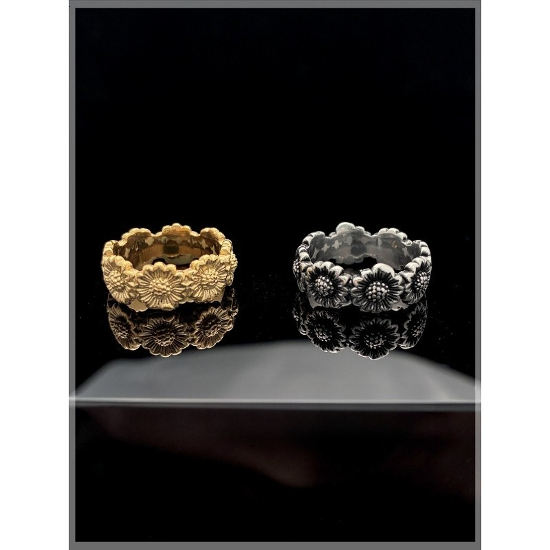 Retro Sunflower Couple Ring, P - Titanium Steel Ring 리뷰 및 가격