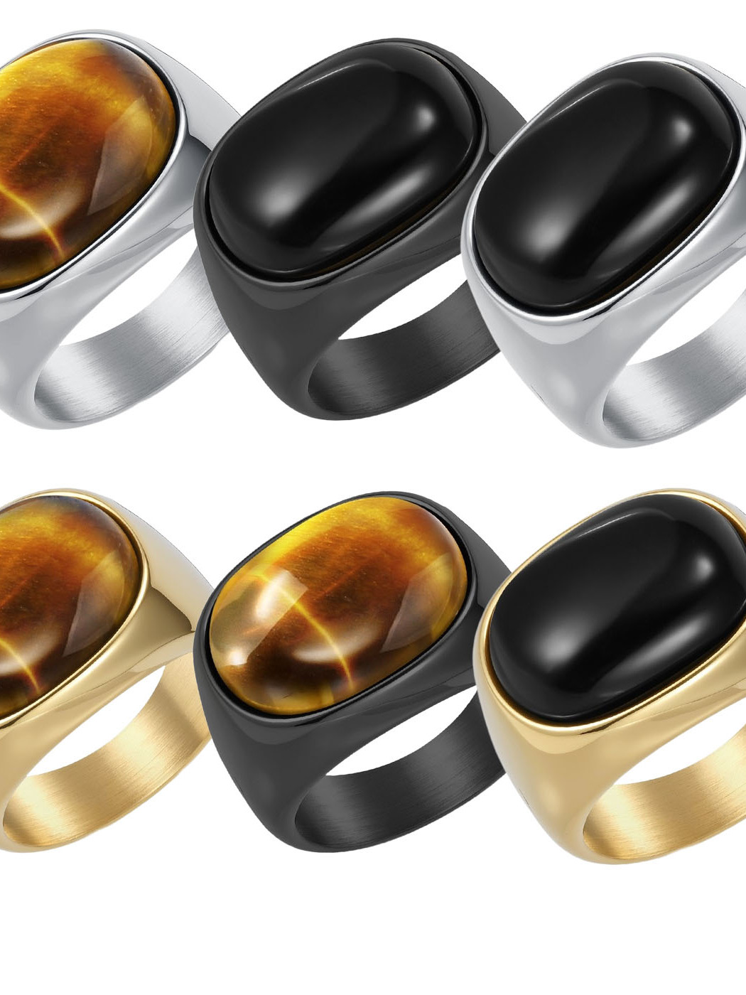  Retro Large Size 3 Gemstone T - Titanium Steel Ring 리뷰 및 가격