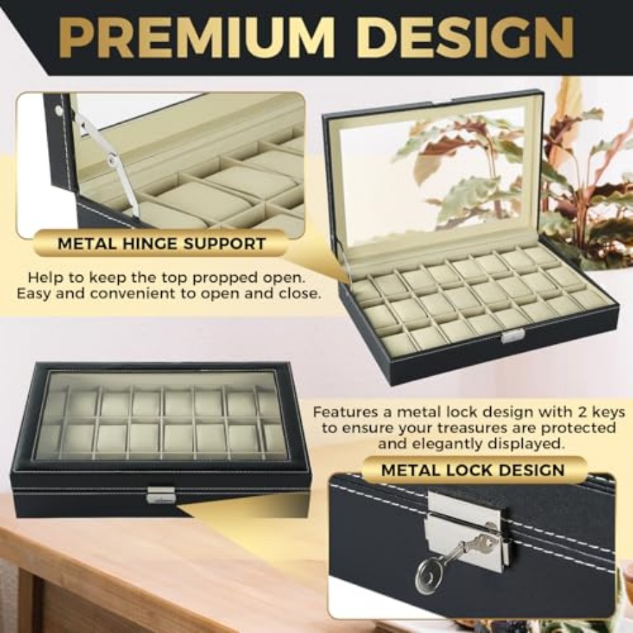Watch Box 24 Slots Elegant Por - Jewelry Box That Holds Watches 리뷰 및 가격
