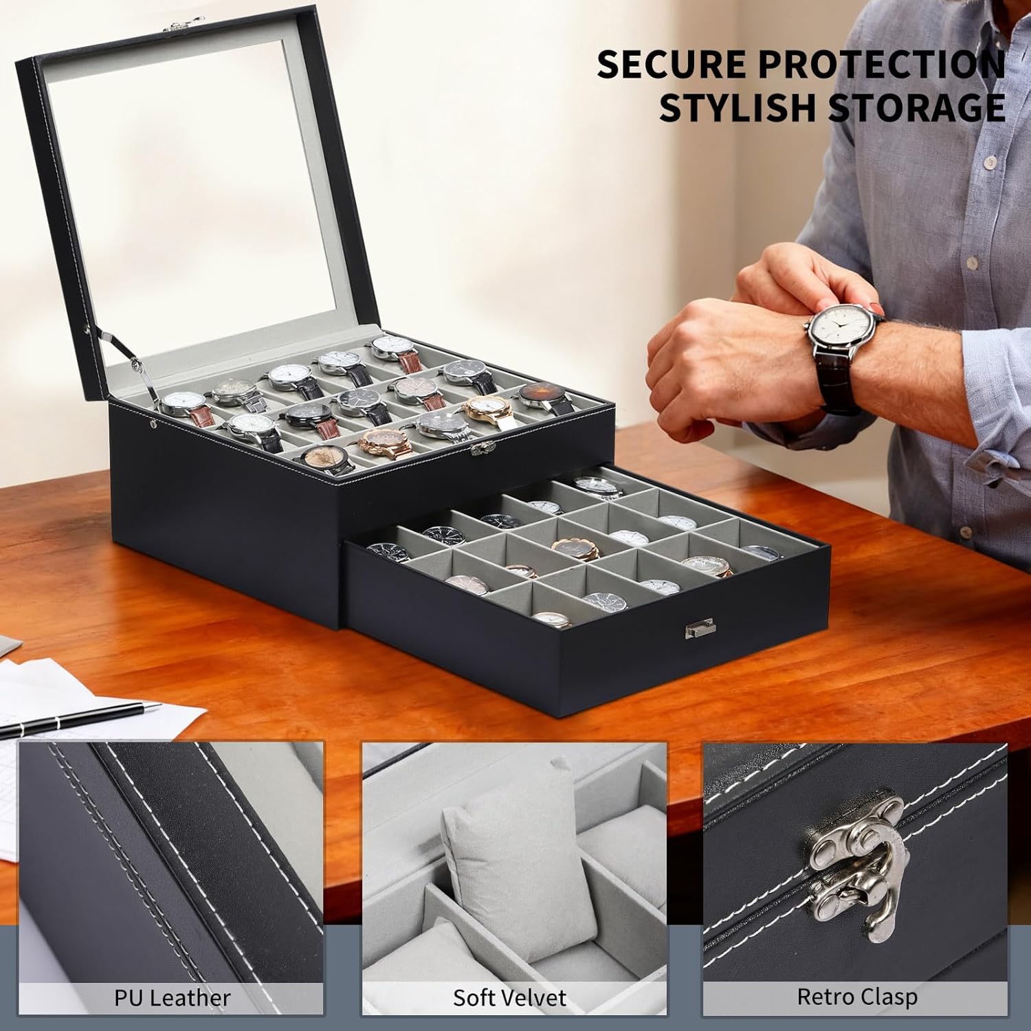 Watch Box Organizer with Glass - Jewelry Box That Holds Watches 리뷰 및 가격