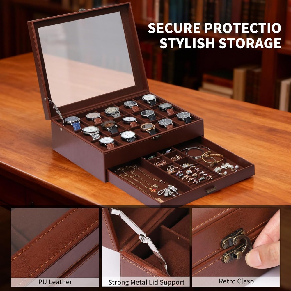 2-Layer Watch Box with Lock, H - Jewelry Box That Holds Watches 리뷰 및 가격