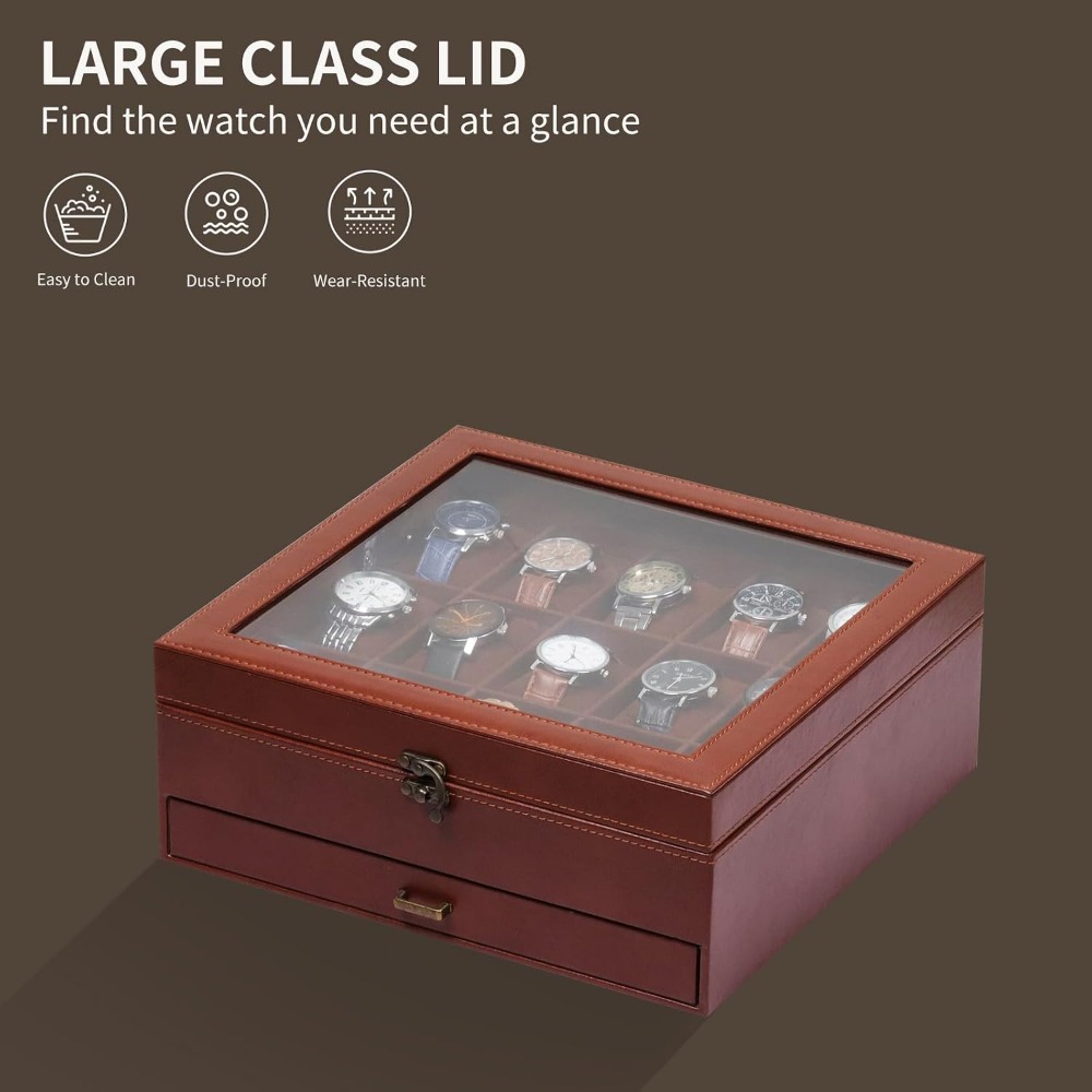 2-Layer Watch Box with Lock, H - Jewelry Box That Holds Watches 리뷰 및 가격
