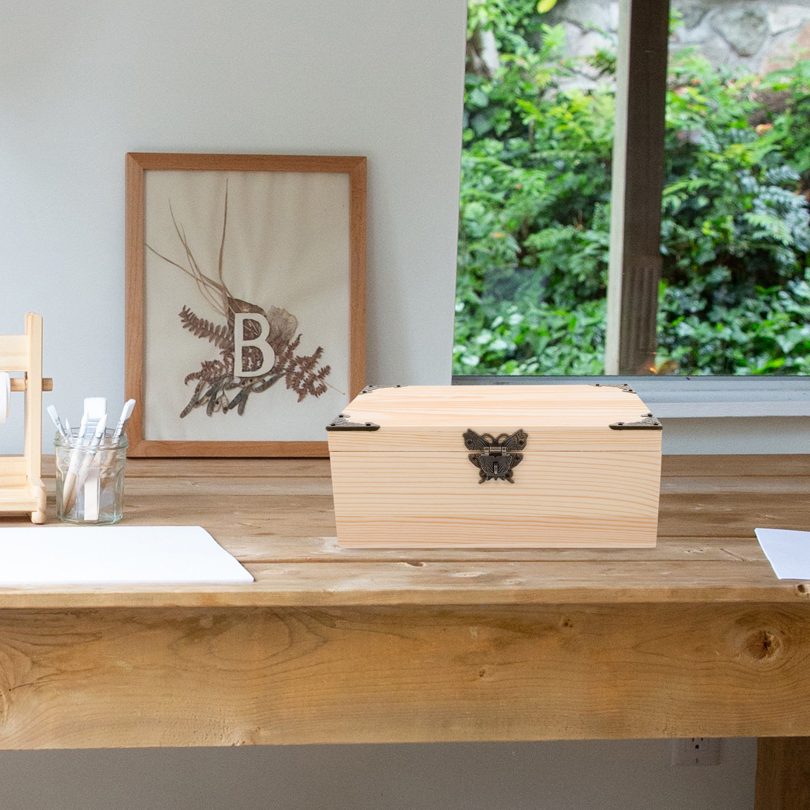Retro Wooden Box with Hinged L - Jewelry Organizer Watches 리뷰 및 가격
