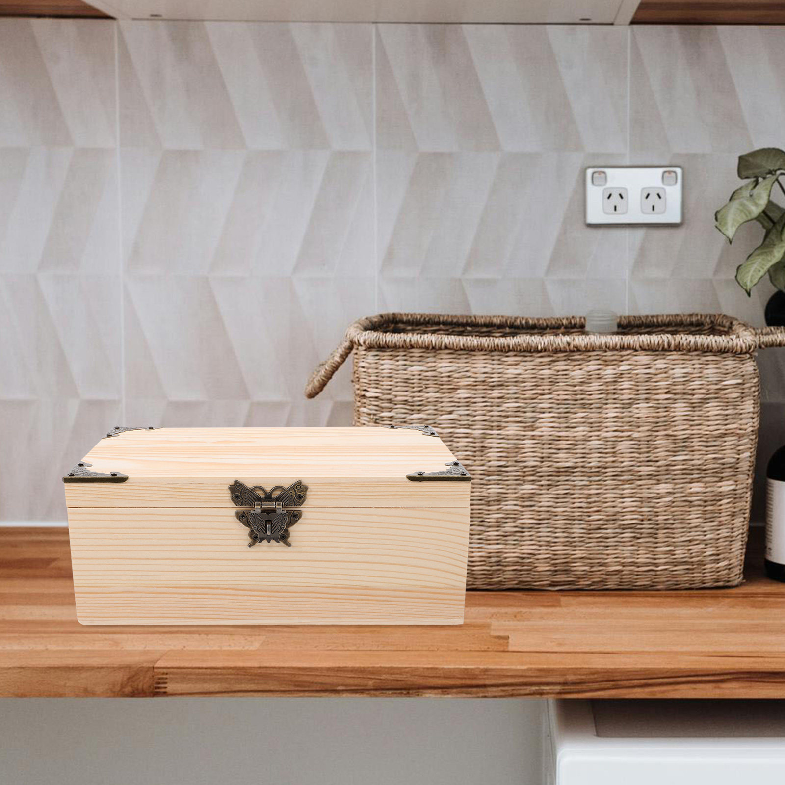 Retro Wooden Box with Hinged L - Jewelry Organizer Watches 리뷰 및 가격