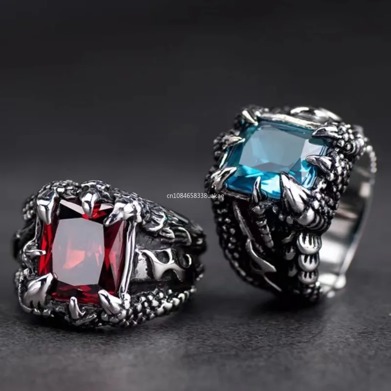 1Pc Gothic Blue and Red Crysta - Gothic Skull Ring 리뷰 및 가격