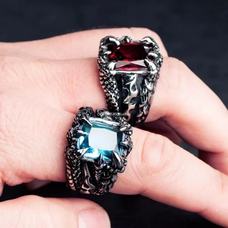 1Pc Gothic Blue and Red Crysta - Gothic Skull Ring 리뷰 및 가격