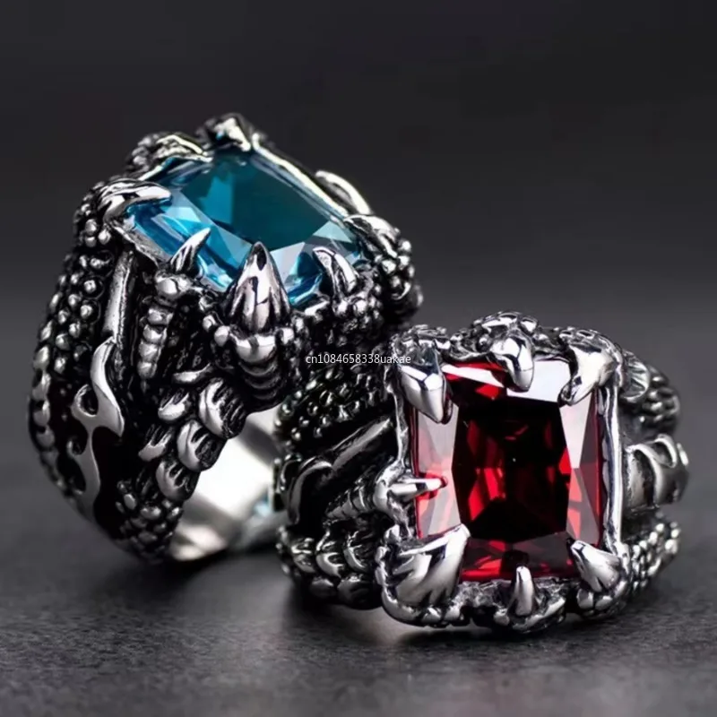 1Pc Gothic Blue and Red Crysta - Gothic Skull Ring 리뷰 및 가격