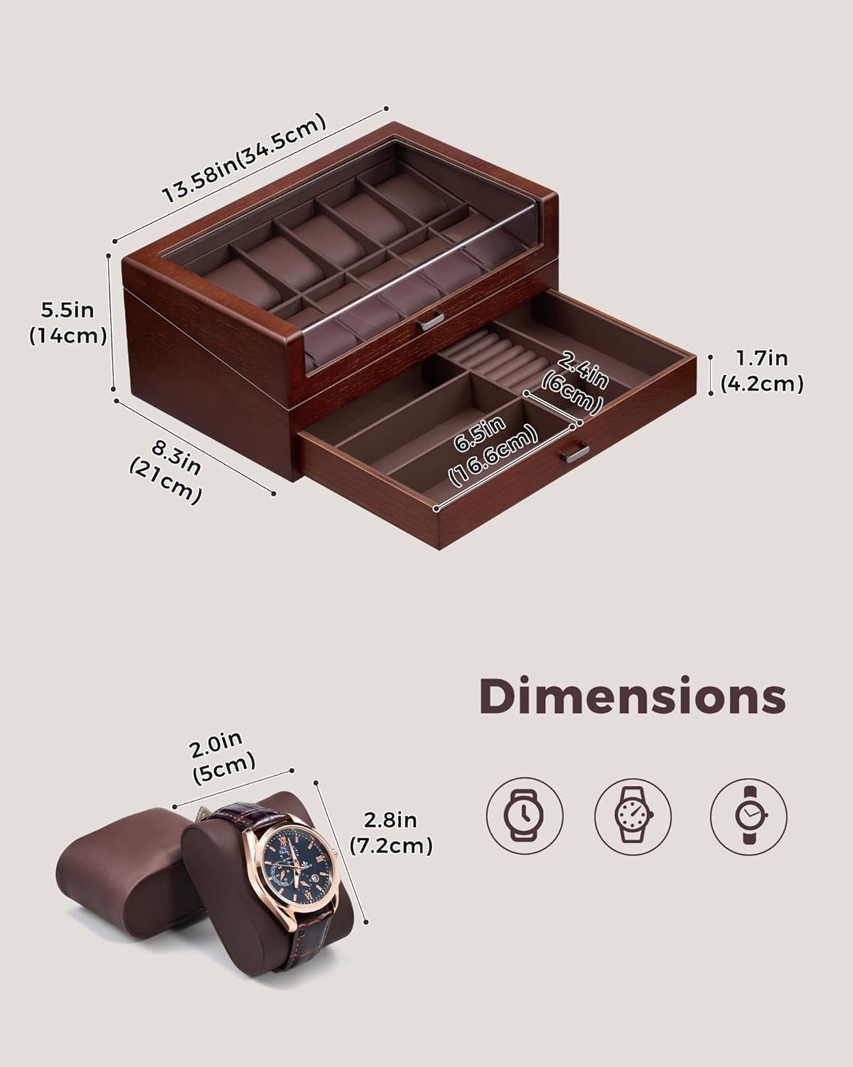 Wooden Watch Box for Men, 2-La - Jewelry Box That Holds Watches 리뷰 및 가격