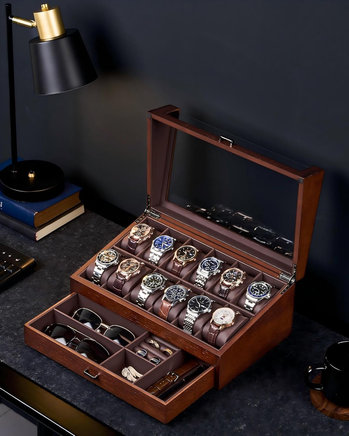 Wooden Watch Box for Men, 2-La - Jewelry Box That Holds Watches 리뷰 및 가격