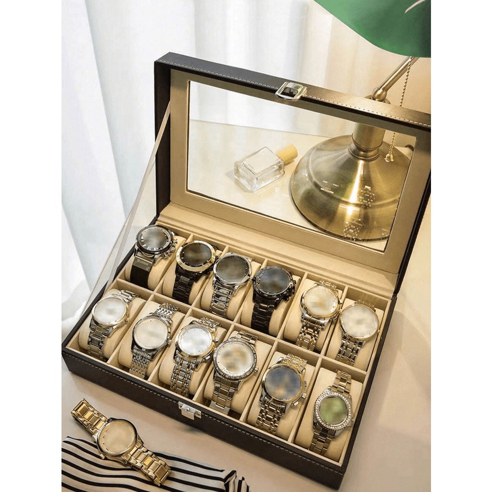 1pc Big Capacity Leather Watch - Jewelry Organizer Watches 리뷰 및 가격